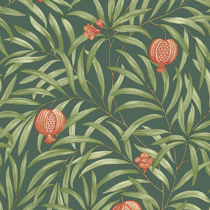 Belgravia Pomegranate Green / Orange Wallpaper