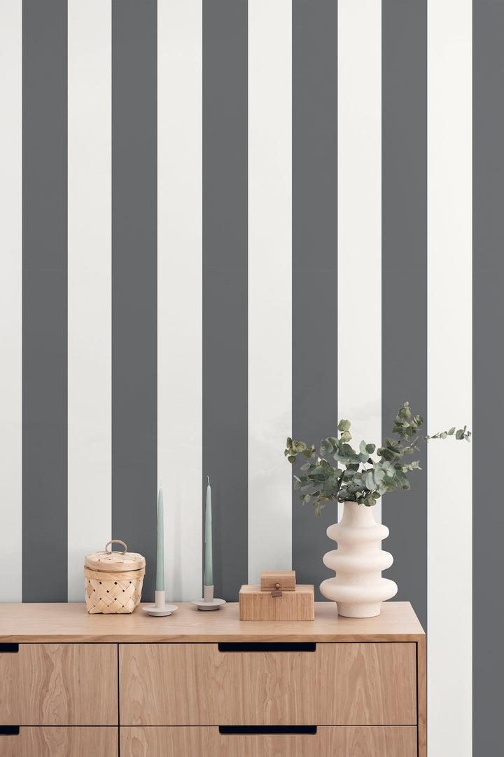 Muriva Concept Wide Stripe Charcoal Wallpaper