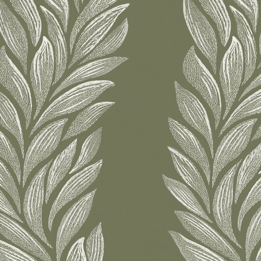 Laura Ashley Coulderton Leaves Olive Green Wallpaper