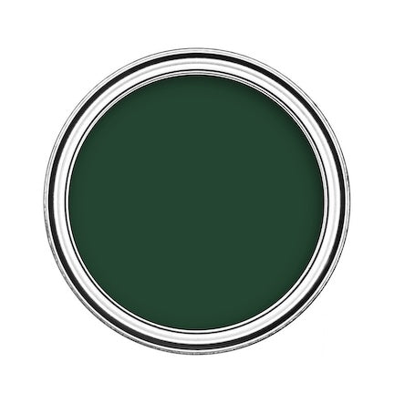 Click to view green paint colour range for interior and exterior surfaces - Birds eye view of green emulsion paint in tin