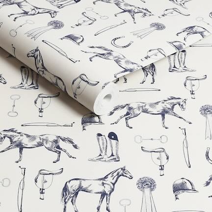 Click to view all Joules animal wallpaper styles. image featuring Sketched Equestrian Print Wallpaper Roll