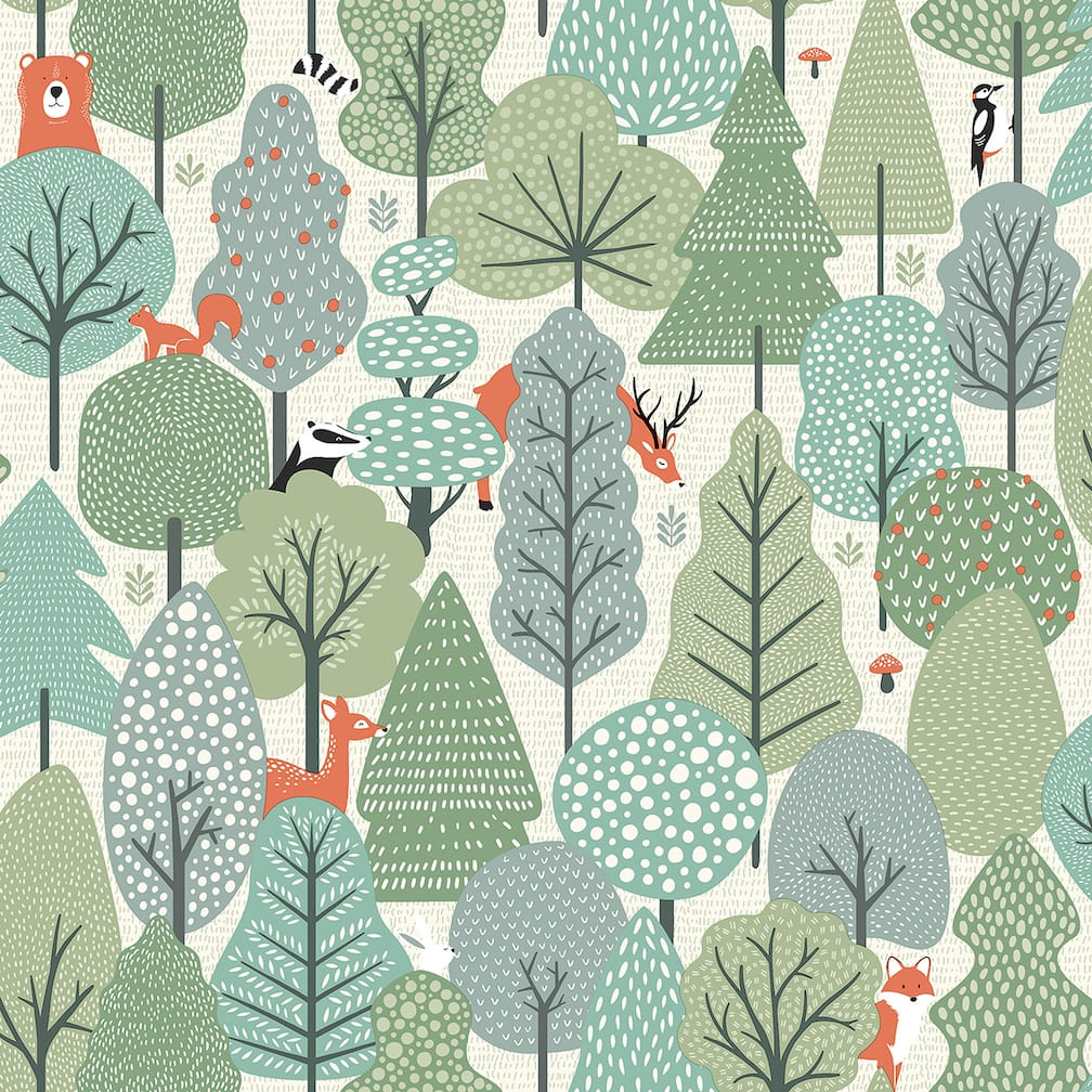 Muriva My Kingdom Wild Wood Green Wallpaper