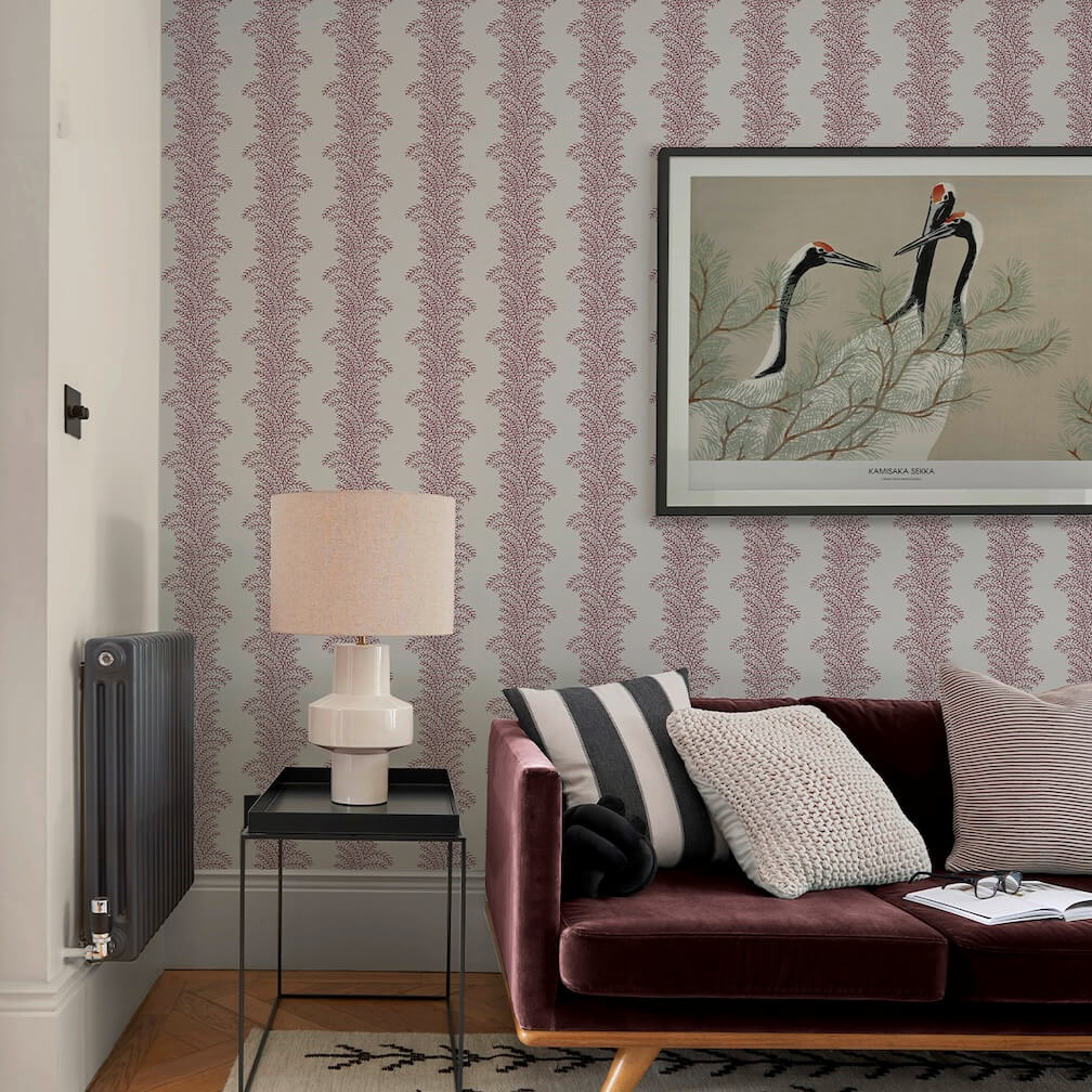 Graham & Brown Whispering Fern Divine Damson Wallpaper