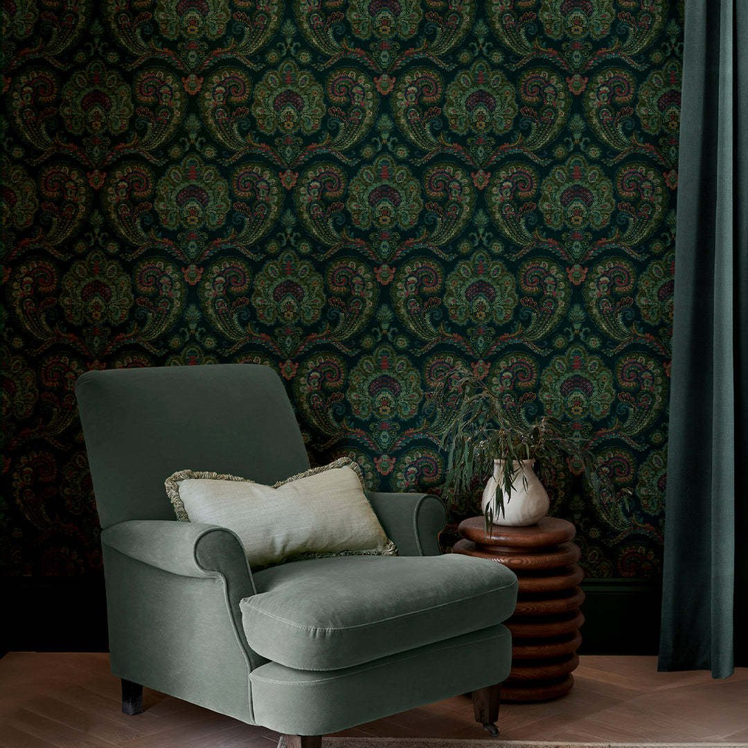 Graham & Brown Paisley Tapestry Teal Wallpaper