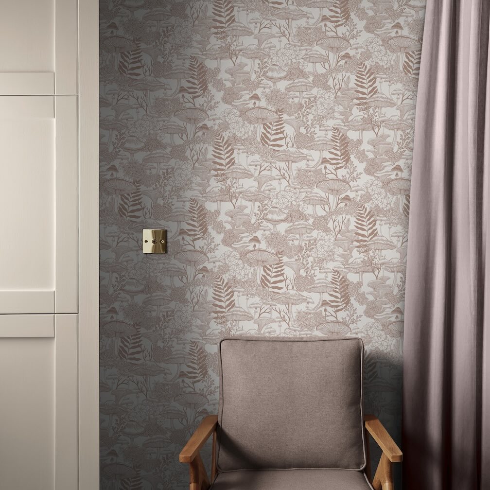 Graham & Brown Fungi Folklore Whispering Rose Wallpaper