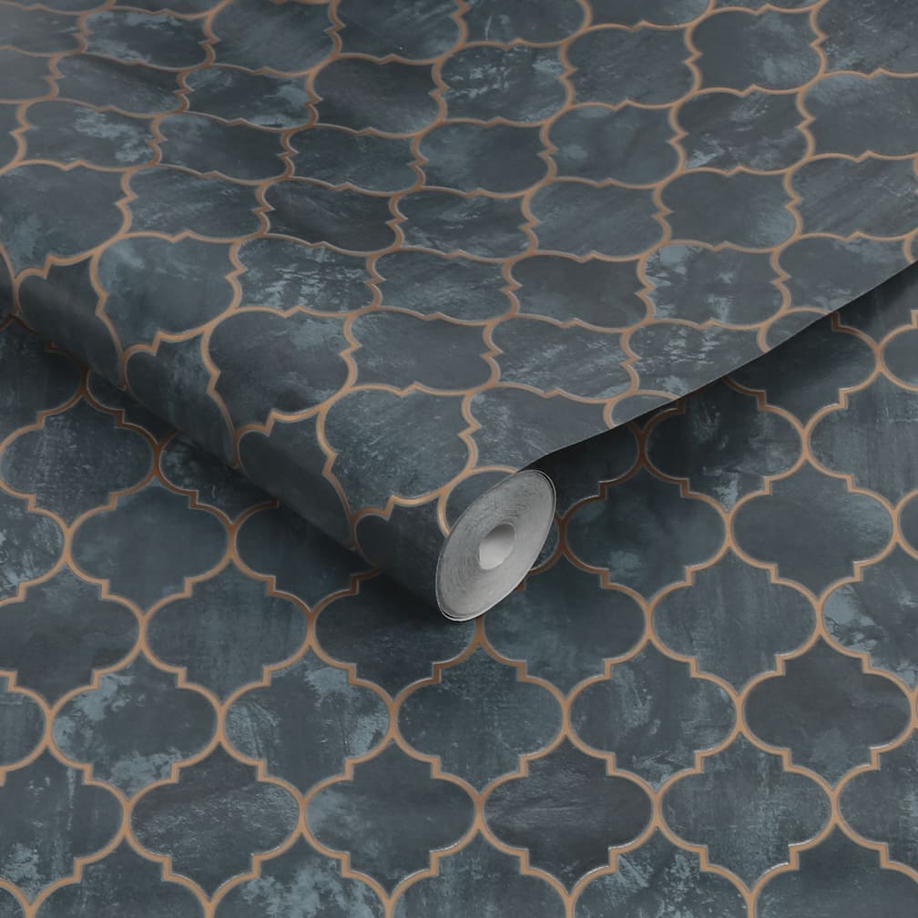 Tegula Teal Copper Contour Wallpaper