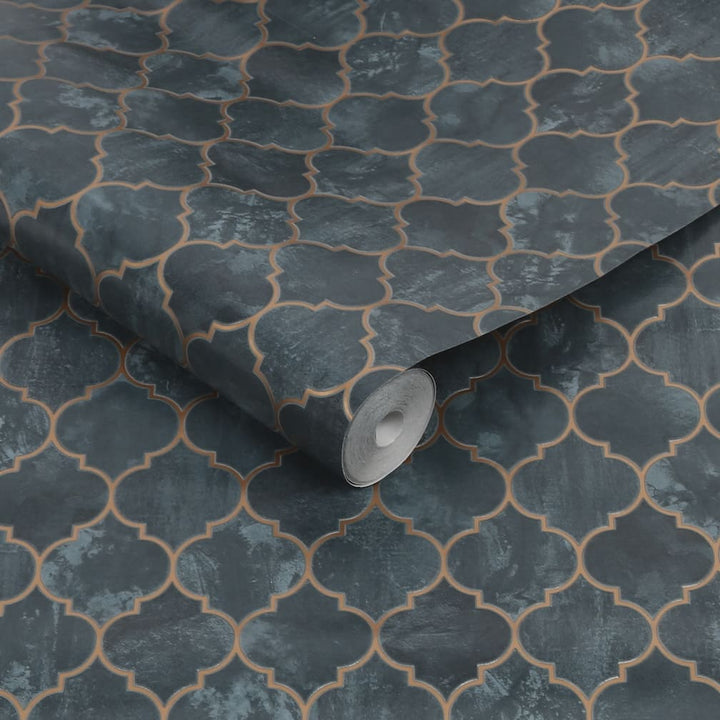 Tegula Teal Copper Contour Wallpaper