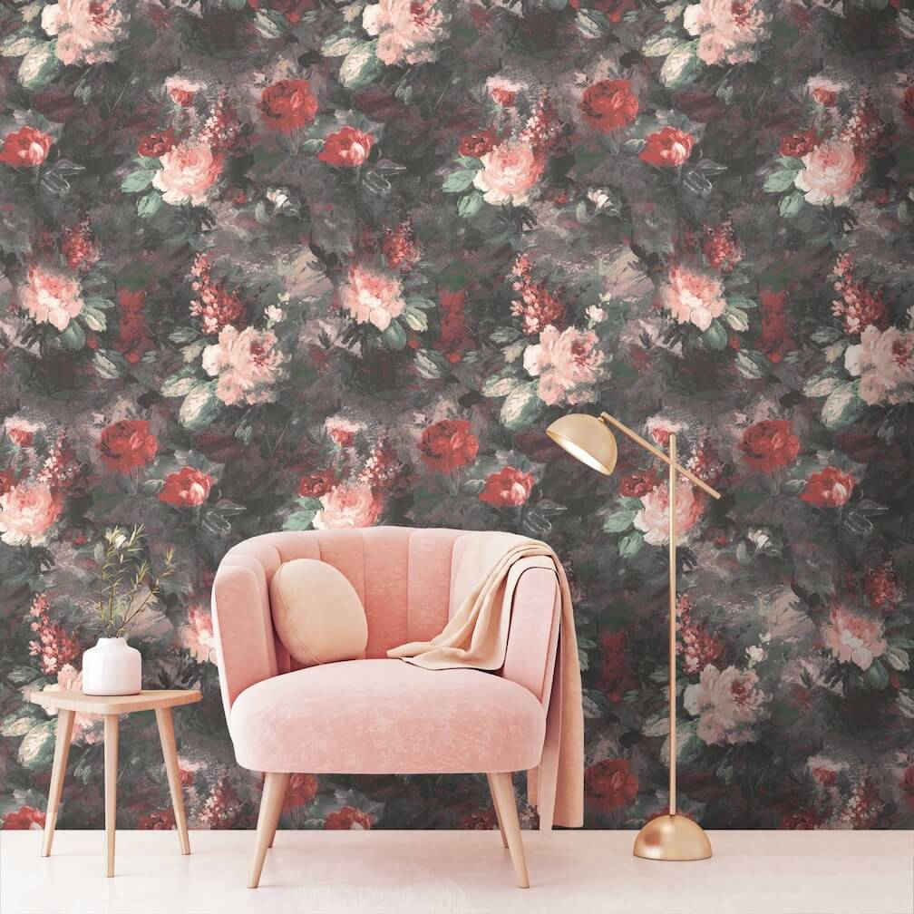 Woodchip & Magnolia Ditsy Ava Marika Blush / Rouge Wallpaper