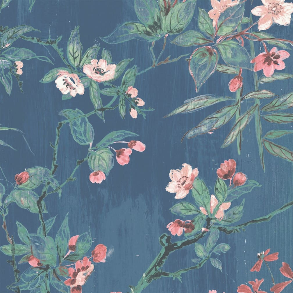 Woodchip & Magnolia Rivington Marine Blue/Blush Wallpaper