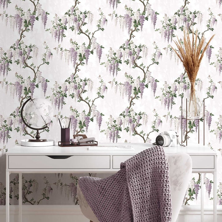 Woodchip & Magnolia Wisteria Lilac Wallpaper