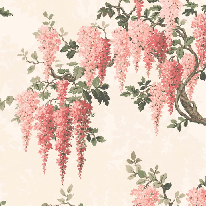 Woodchip & Magnolia Wisteria Coral Floral Wallpaper