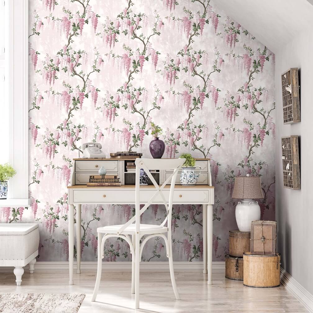 Wisteria Pretty Pink Wallpaper