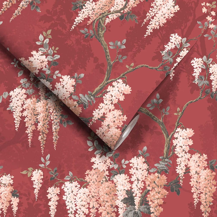 Woodchip & Magnolia Wisteria Boudoir Berry Red Wallpaper