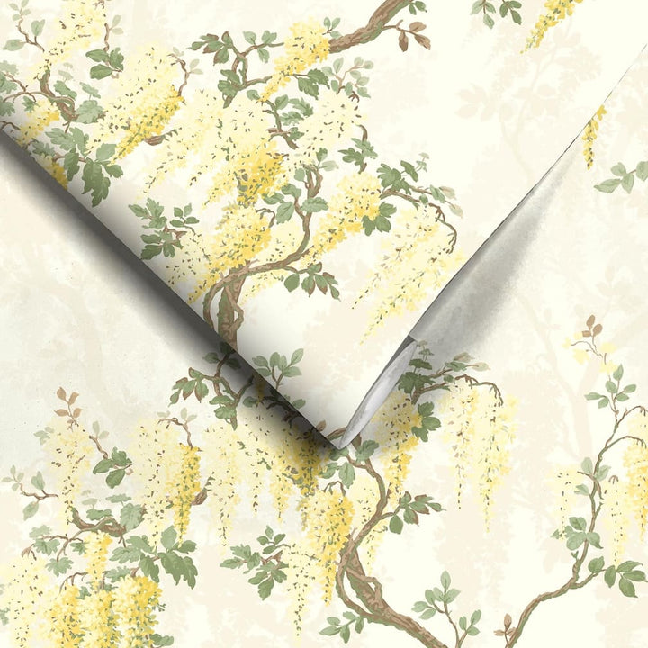 Woodchip & Magnolia Wisteria in Lemon Yellow Wallpaper