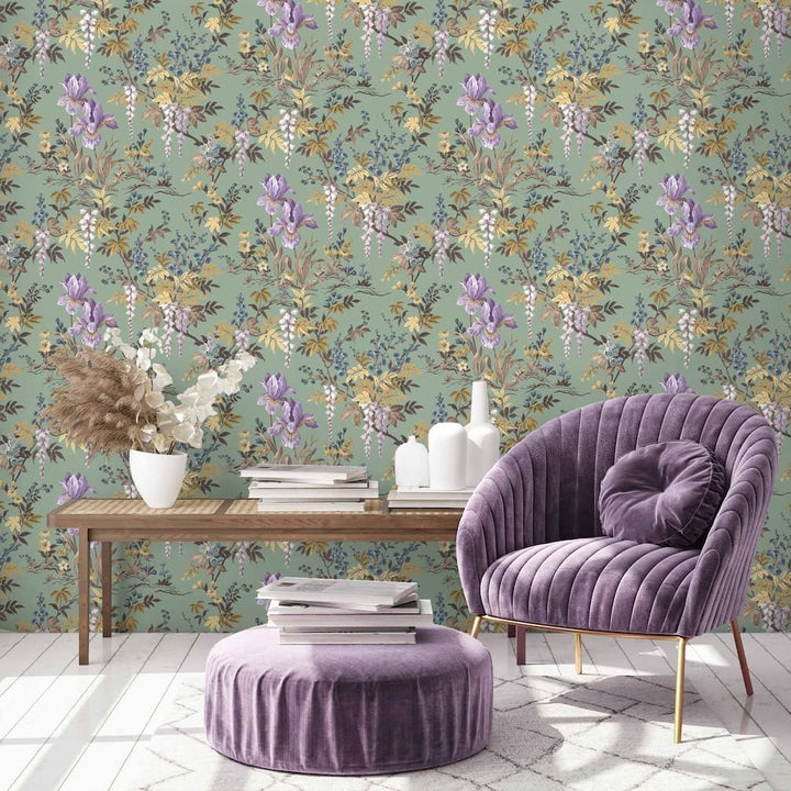 Woodchip & Magnolia Hestia Wild Garlic Green Wallpaper