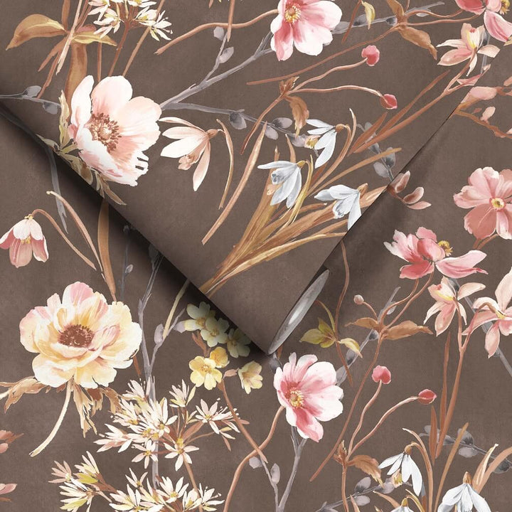 Woodchip & Magnolia Maytime Vintage Brown Wallpaper