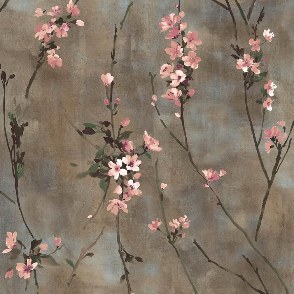 Woodchip & Magnolia Blossom Brown & Blush Wallpaper