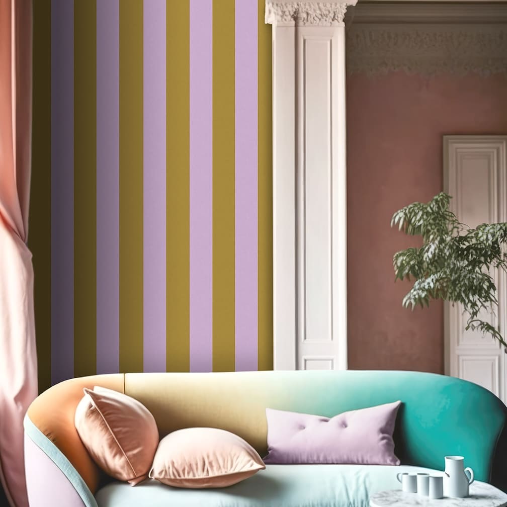 Woodchip & Magnolia Awning Stripe Pistachio Wallpaper