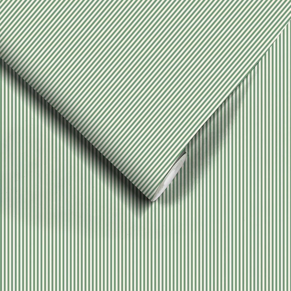Woodchip & Magnolia Matchstick Stripe Green/Magnolia Wallpaper