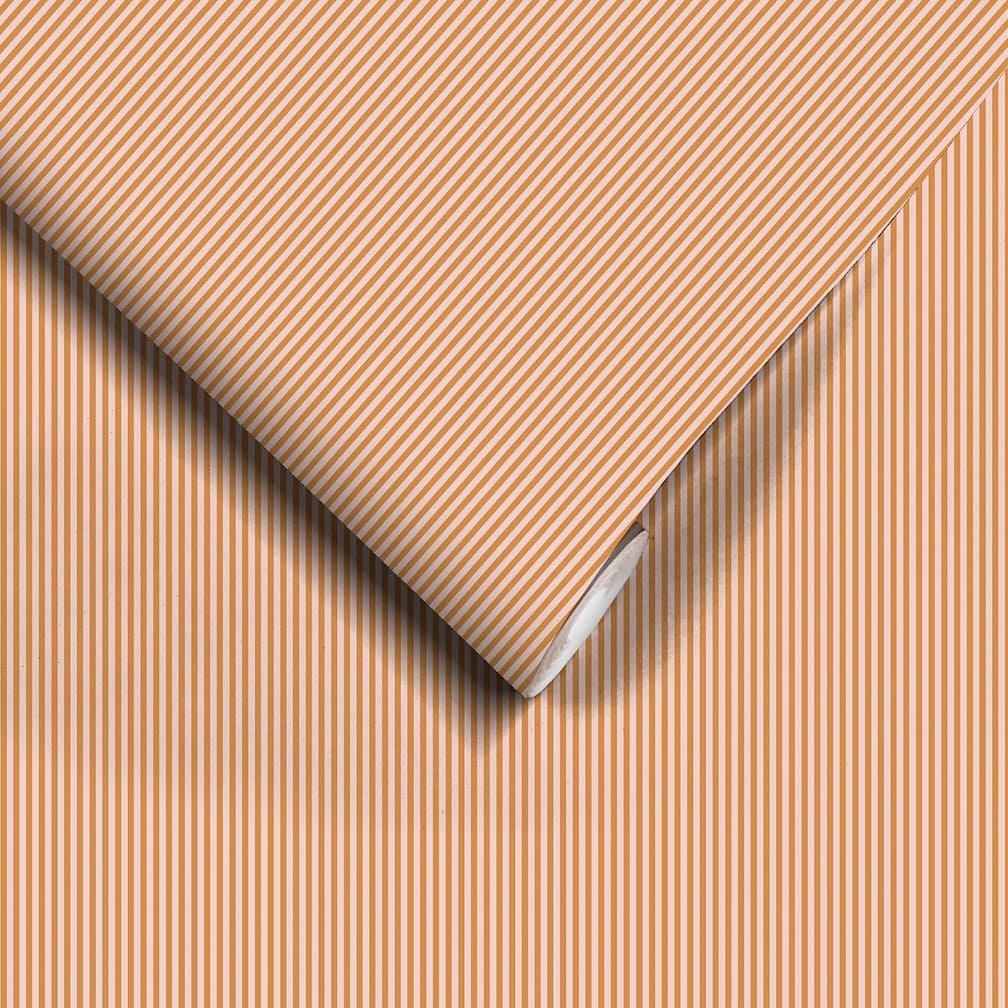 Woodchip & Magnolia Matchstick Stripe Pink Cloud/Gorse Wallpaper