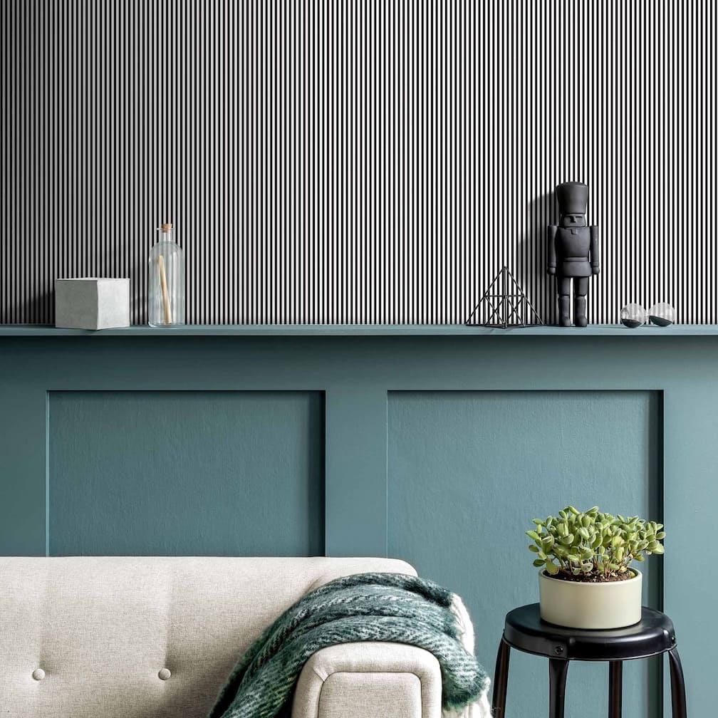 Woodchip & Magnolia Matchstick Stripe Monochrome Wallpaper