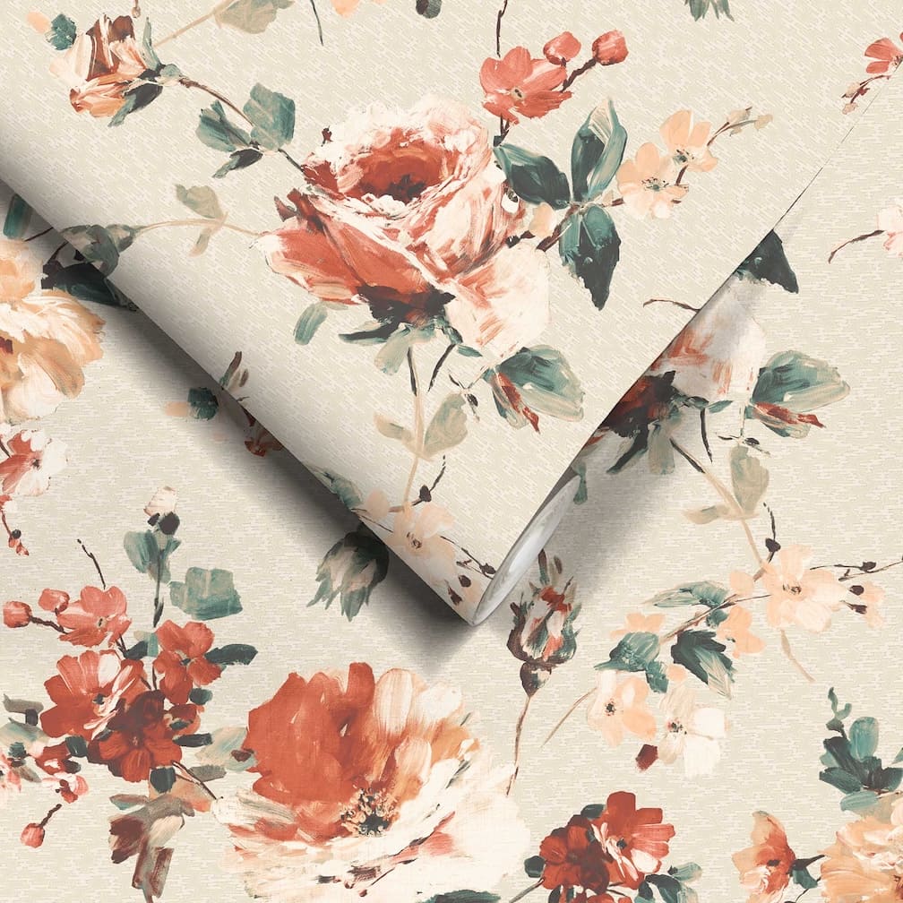 Woodchip & Magnolia Lancashire Rose Rust Wallpaper
