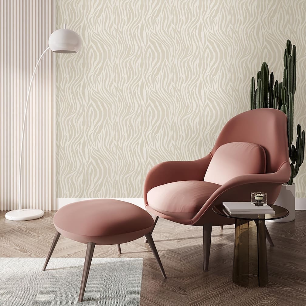 Woodchip & Magnolia Debra Zebra Putty Wallpaper