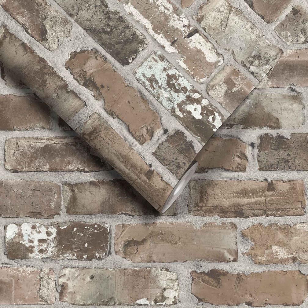 Woodchip & Magnolia Castlefield Brick Charcoal Wallpaper