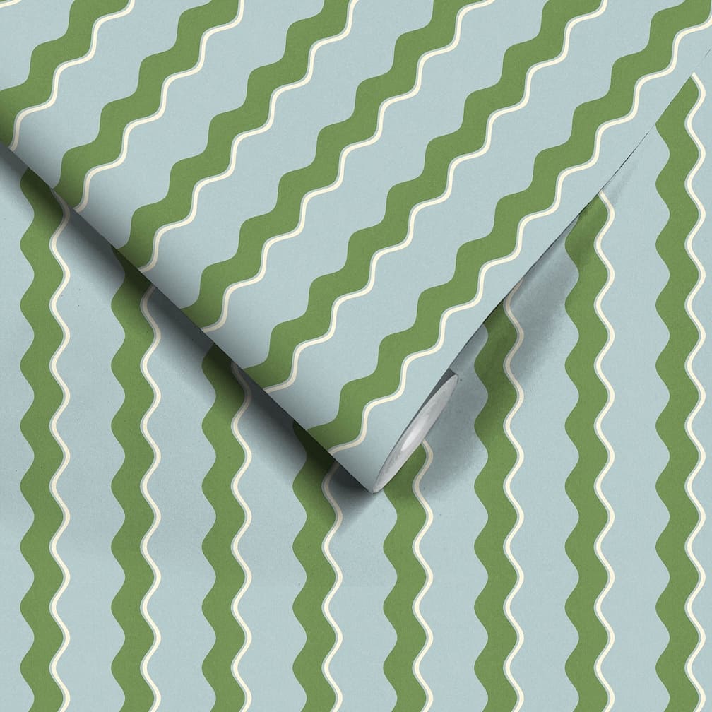 Woodchip & Magnolia Cari Wave Pacific Blue Wallpaper