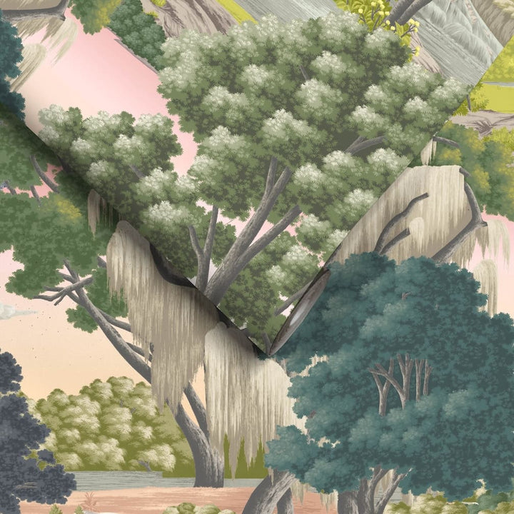 Woodchip & Magnolia Enchanted Gardens Pink Haze Wallpaper