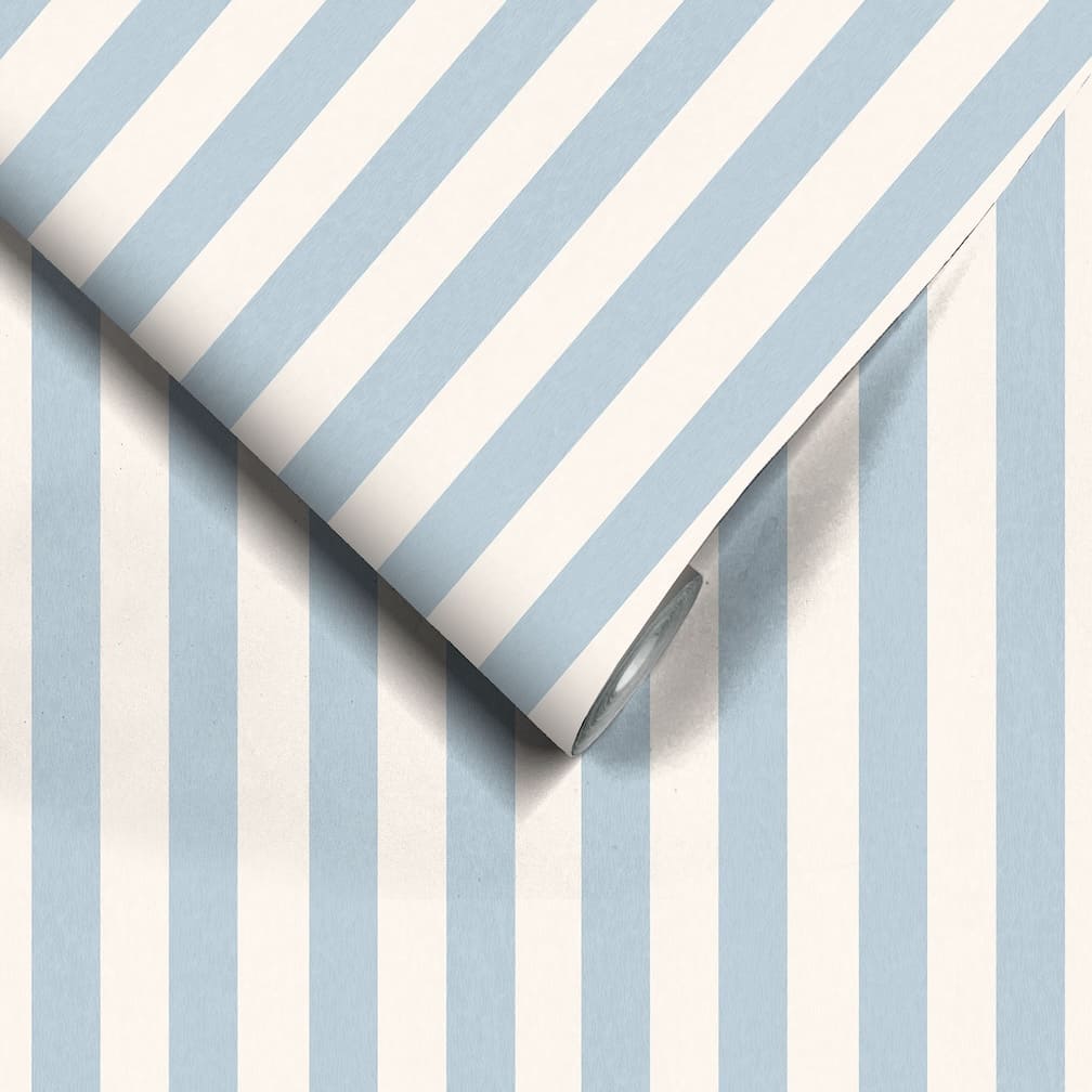 Woodchip & Magnolia Jockey Stripe Powder Blue Wallpaper