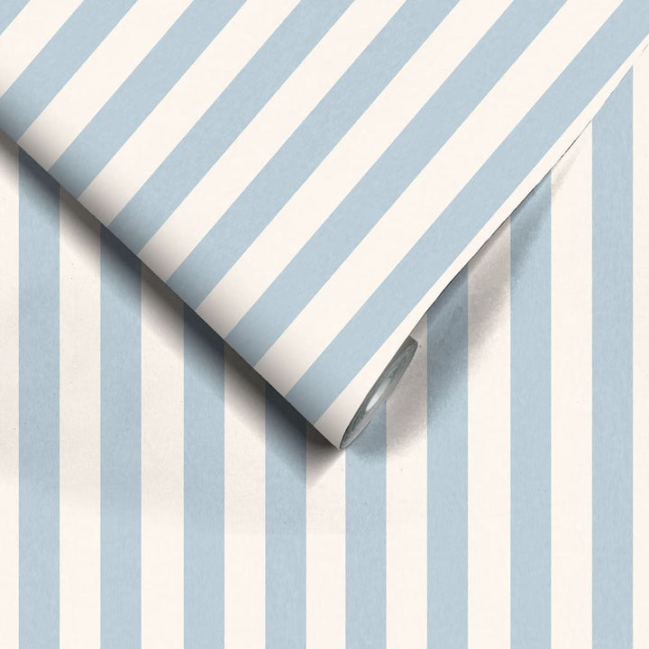 Woodchip & Magnolia Jockey Stripe Powder Blue Wallpaper