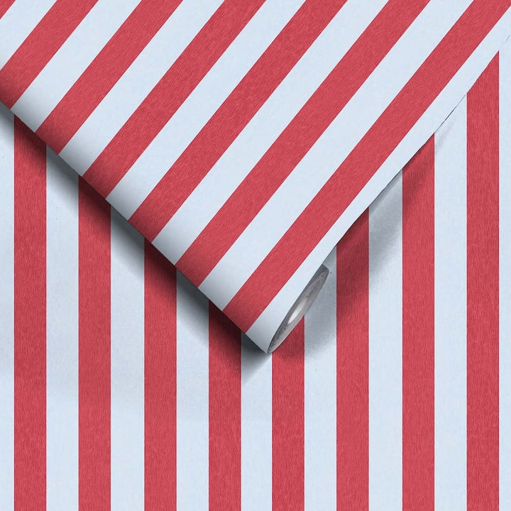 Woodchip & Magnolia Jockey Stripe Helter Skelter Red Wallpaper