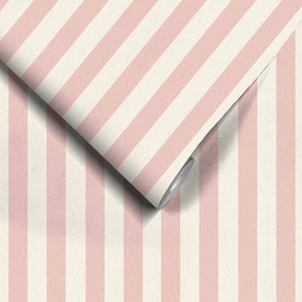 Woodchip & Magnolia Jockey Stripe Pink Cloud Wallpaper