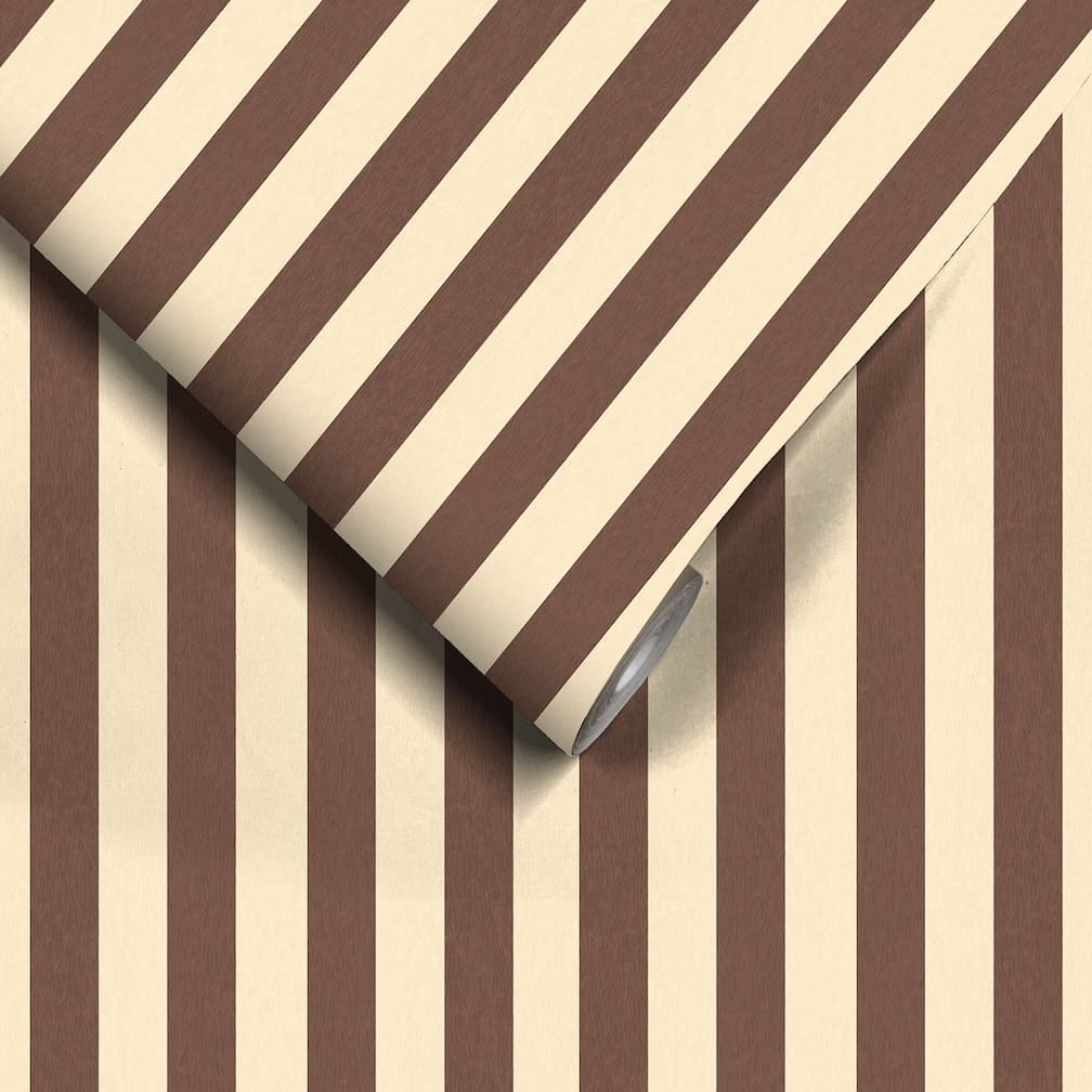 Woodchip & Magnolia Jockey Stripe Neapolitan Wallpaper