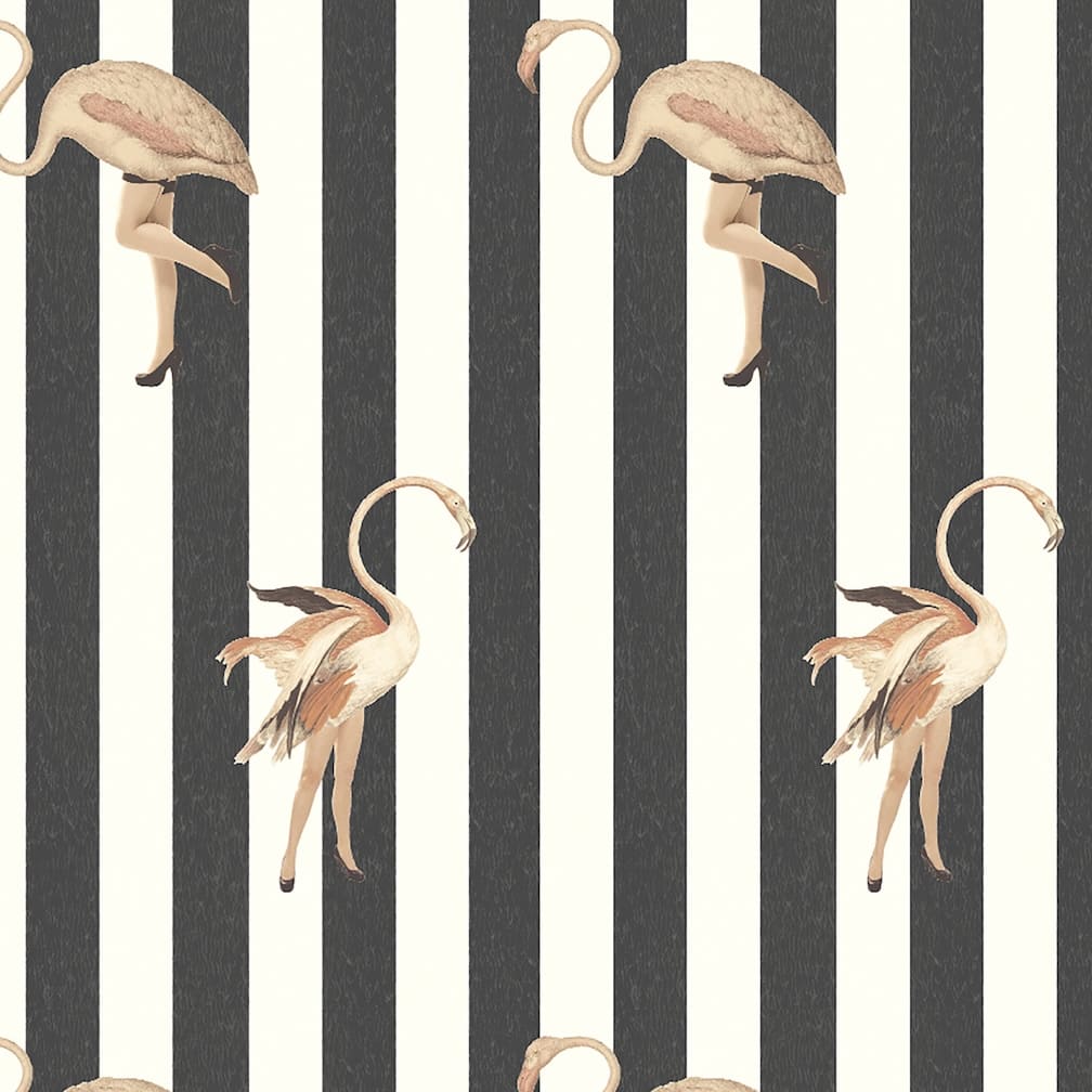 Woodchip & Magnolia Marilyn Jet Stripe Wallpaper