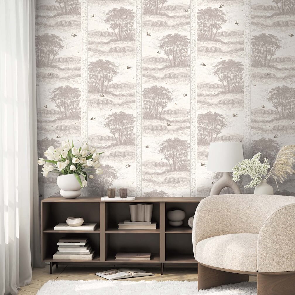 Woodchip & Magnolia Zephyr Taupe Stripe Wallpaper