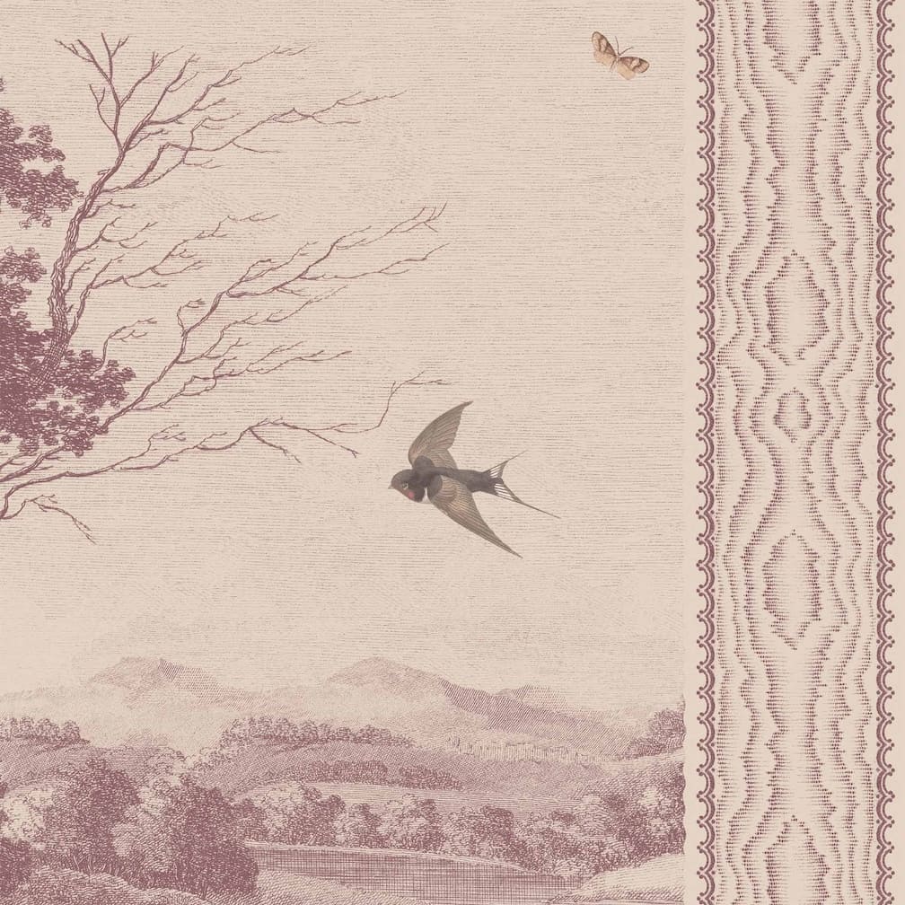 Woodchip & Magnolia Zephyr Mulberry Stripe Wallpaper