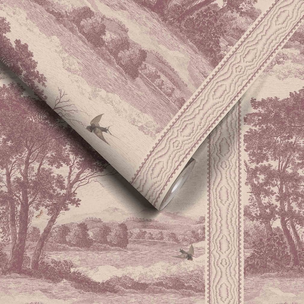 Woodchip & Magnolia Zephyr Mulberry Stripe Wallpaper