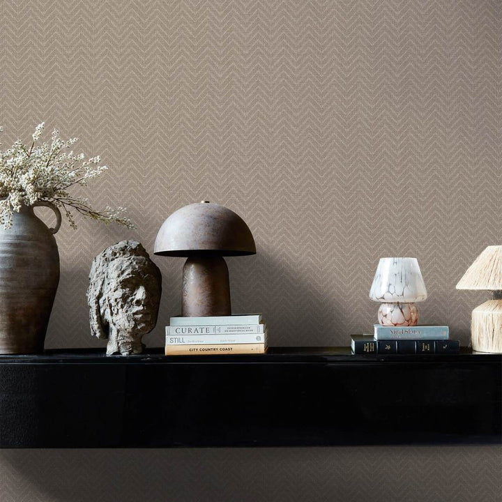 Abigail Ahern Herringbone Weave Praline Wallpaper - 140089