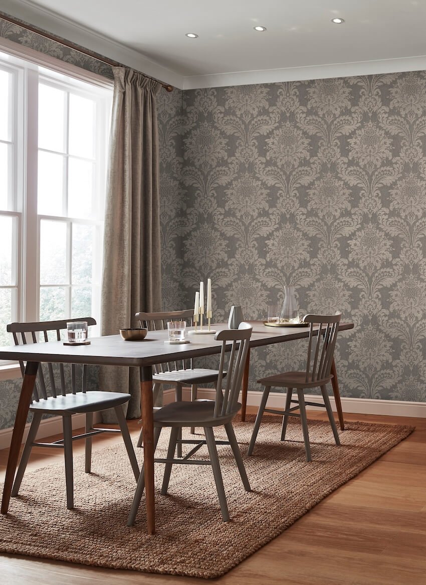 - Archive Damask Taupe Wallpaper - 119970 - Decor Warehouse