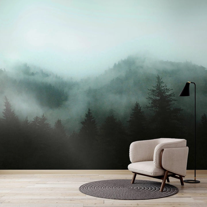 - Art for the Home Misty Landscape Teal Mural - 125711FXST - Decor Warehouse
