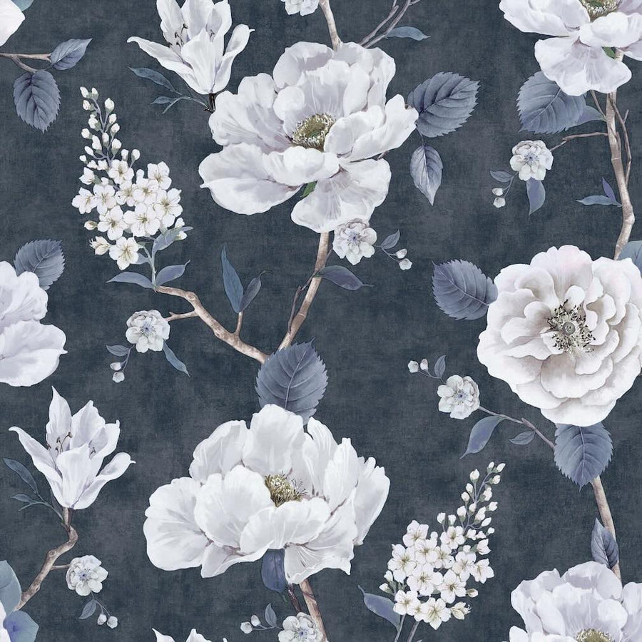 - Arthouse Ashley Floral Navy Wallpaper - 925505 - Decor Warehouse