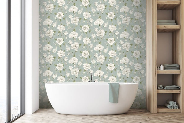 - Arthouse Ashley Floral Sage Wallpaper - 100183AH - Decor Warehouse