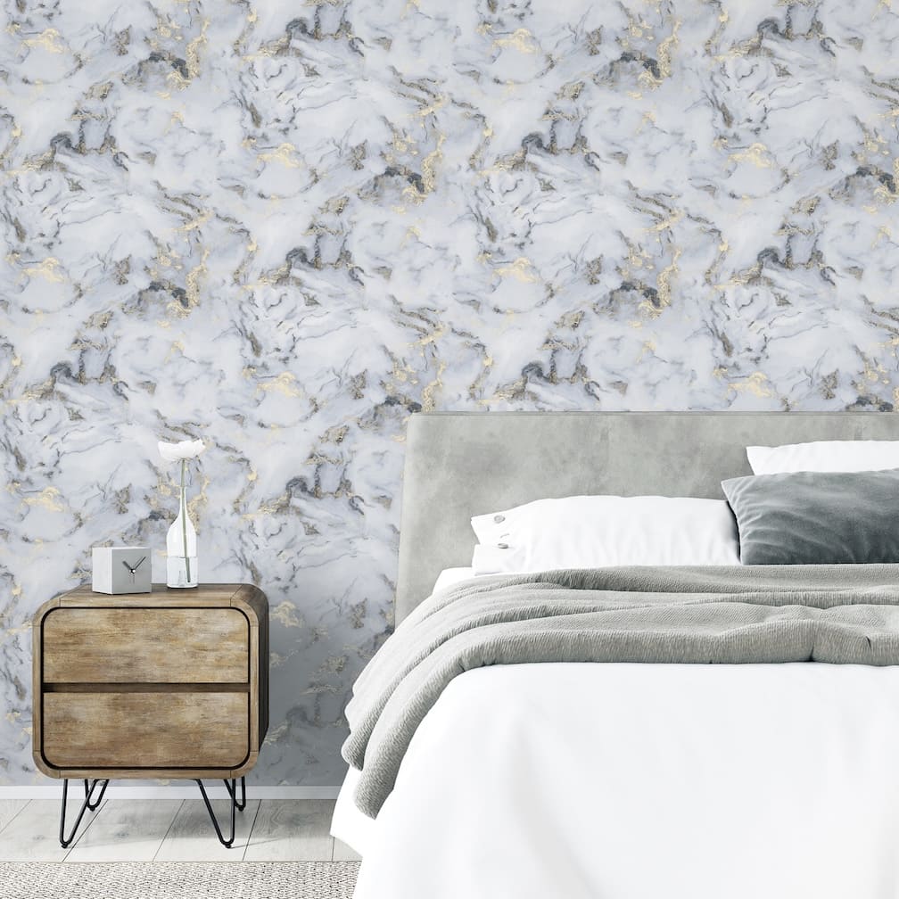 Arthouse Bahia Marble Mono Gold Wallpaper - 923001