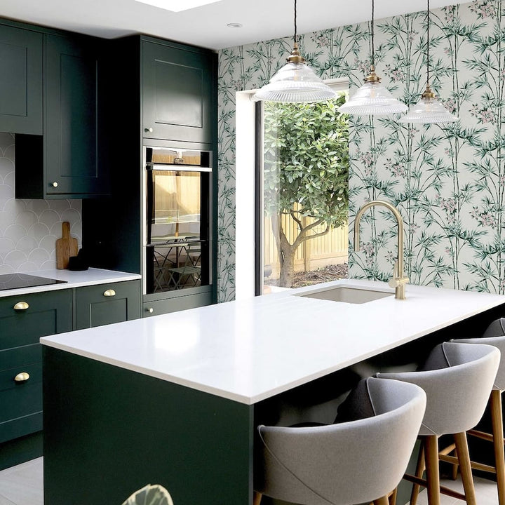 Arthouse Bamboo & Blossom White Wallpaper - 692509