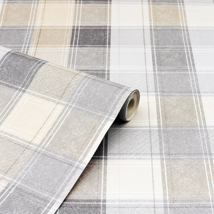 Arthouse Country Check Grey Wallpaper - 901902