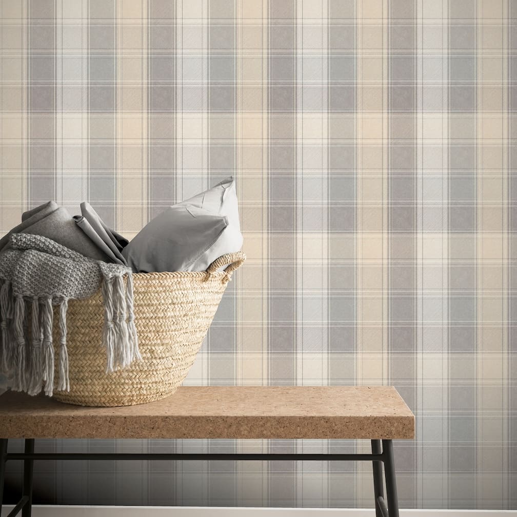 Arthouse Country Check Grey Wallpaper - 901902