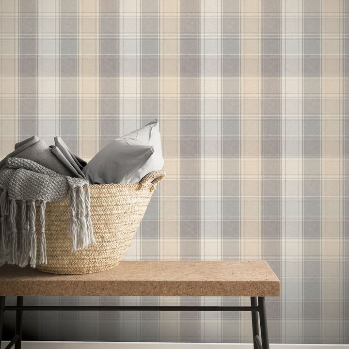 Arthouse Country Check Grey Wallpaper - 901902