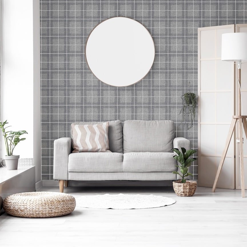 - Arthouse Heritage Check Grey/Silver Wallpaper - 251906 - Decor Warehouse